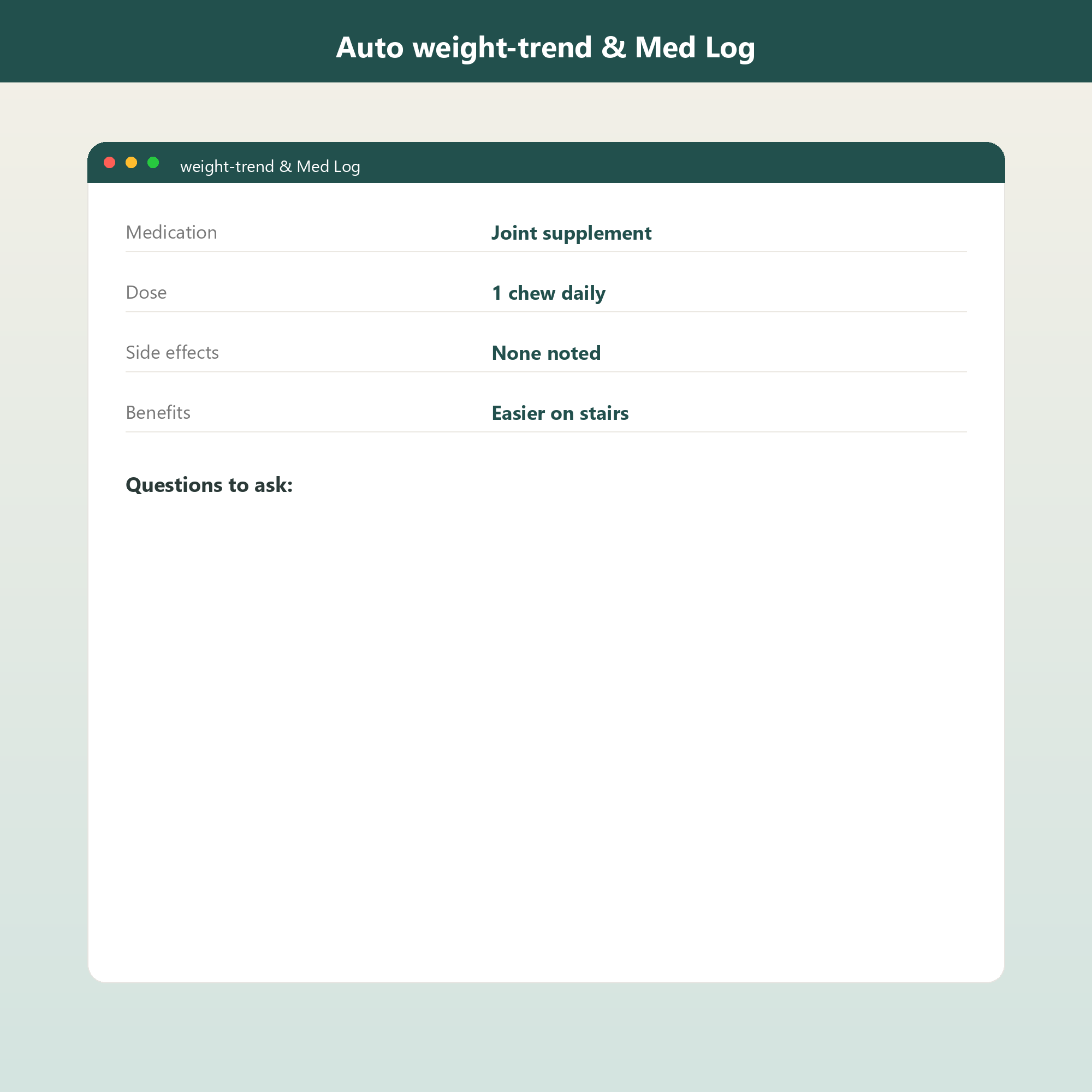 Senior Dog Health Tracker screenshot