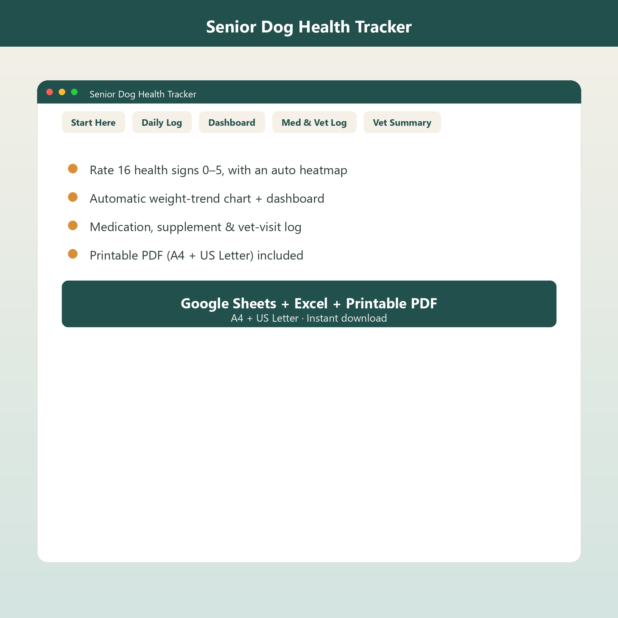 Senior Dog Health Tracker screenshot