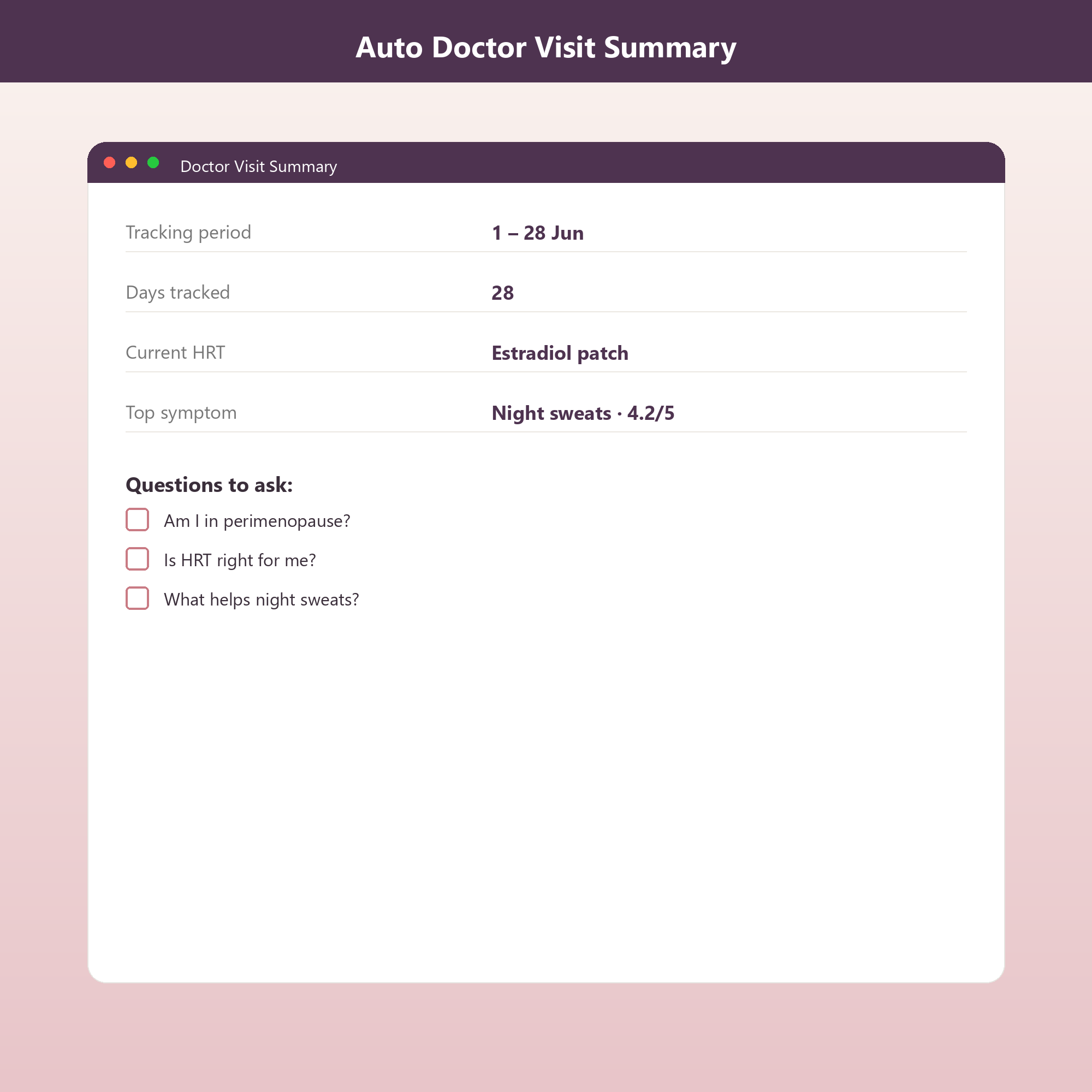 Perimenopause & Menopause Tracker screenshot